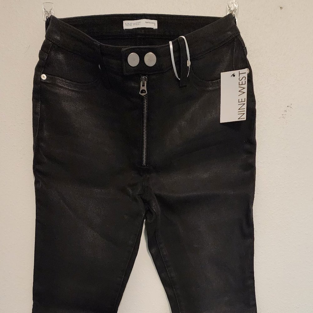 NWT Nine West Black, Faux Leather,‎ High Rise, Skinny Jeans